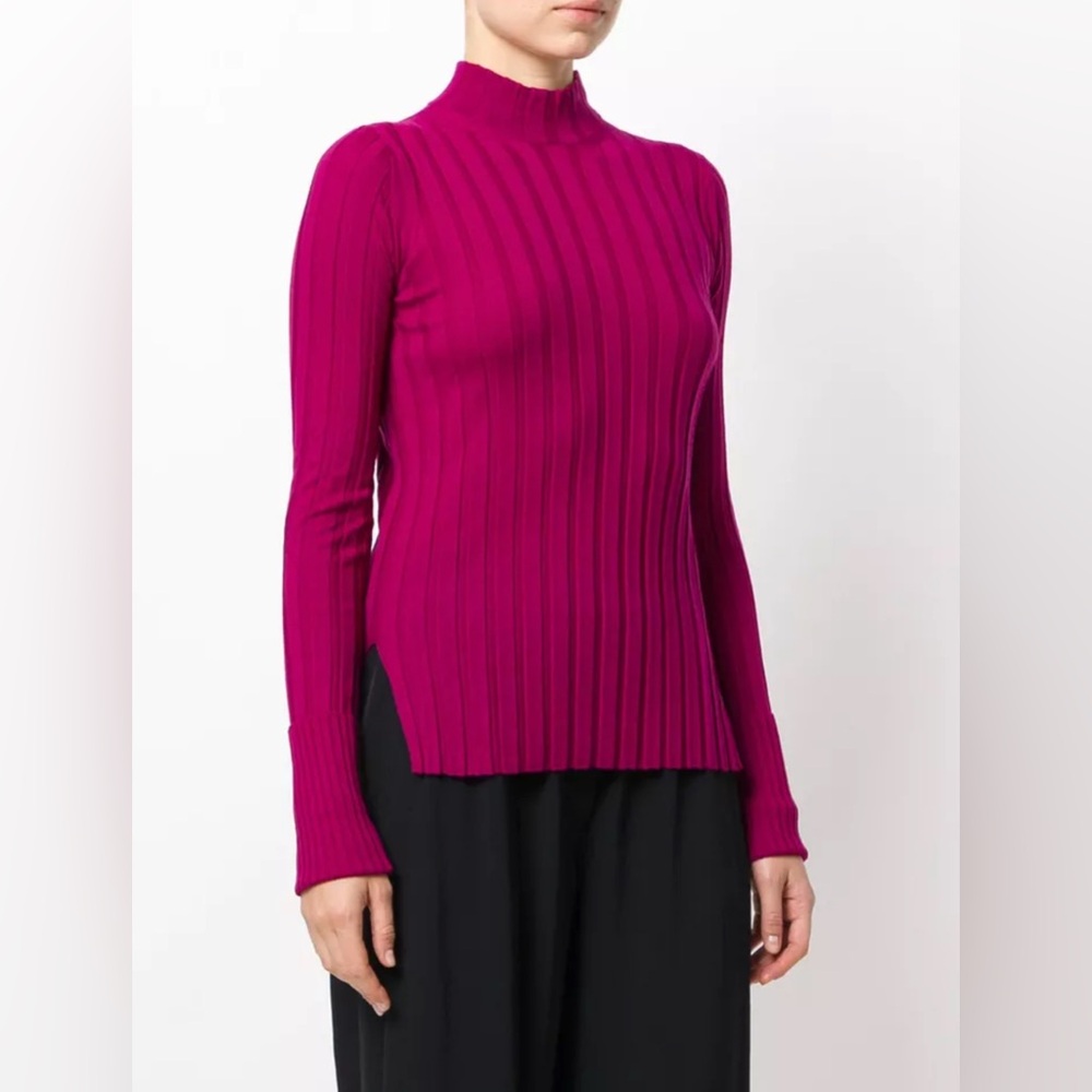 Theory Mockneck Ribbed Knit Merino Wool Sweater size large